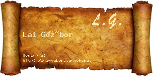 Lai Gábor névjegykártya